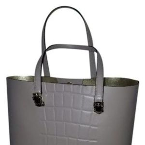 Roberto Cavalli Taupe Gray Panthera Leather Tote